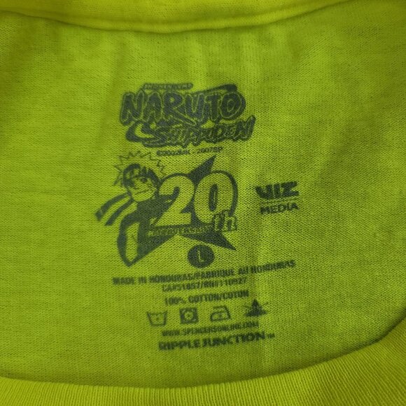 Naruto Shippuden T-Shirt Mens Size Large Ripple Junction Neon Yellow Tee - Picture 3 of 4